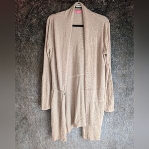 Neutral Long Open Cardigan